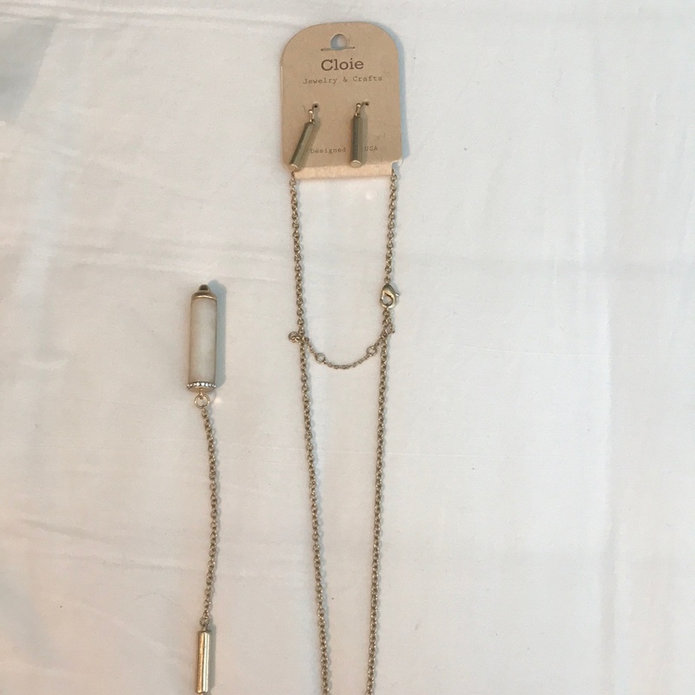 Matching necklace and earring gold set